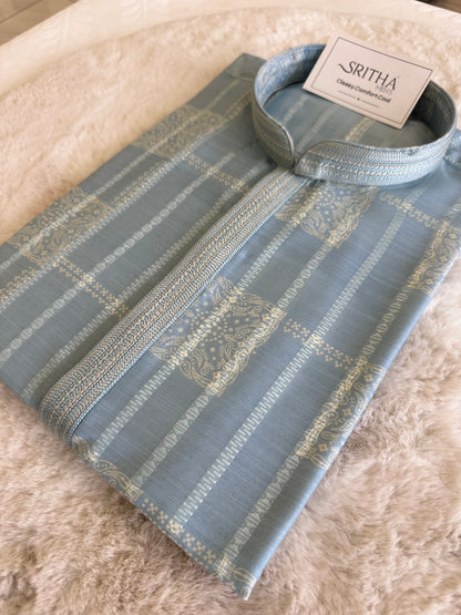 SM0925-01-03 Light Blue Soft Cotton Silk Kurta