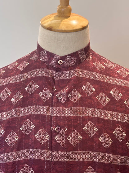 SM0326-18-01 Red Soft Silk Blend Kurta