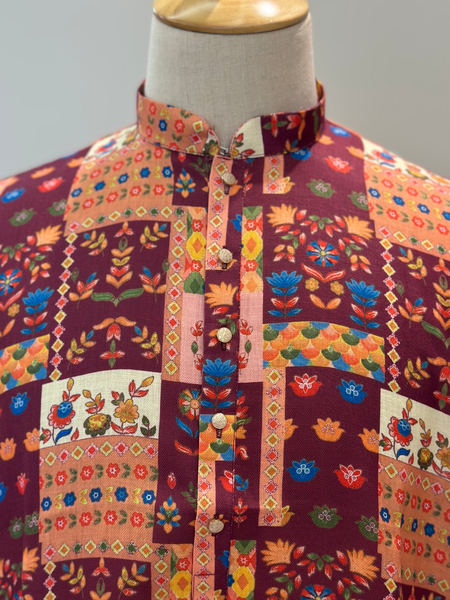 SM0825-01-03 Multicolour Patchwork Design Cotton Kurta