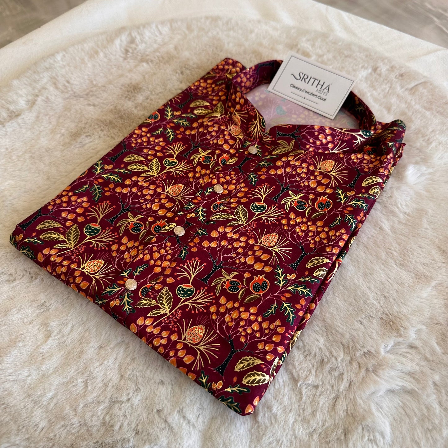 SM1125-02-14 Dark Red Light Silk Blend Kurta Set