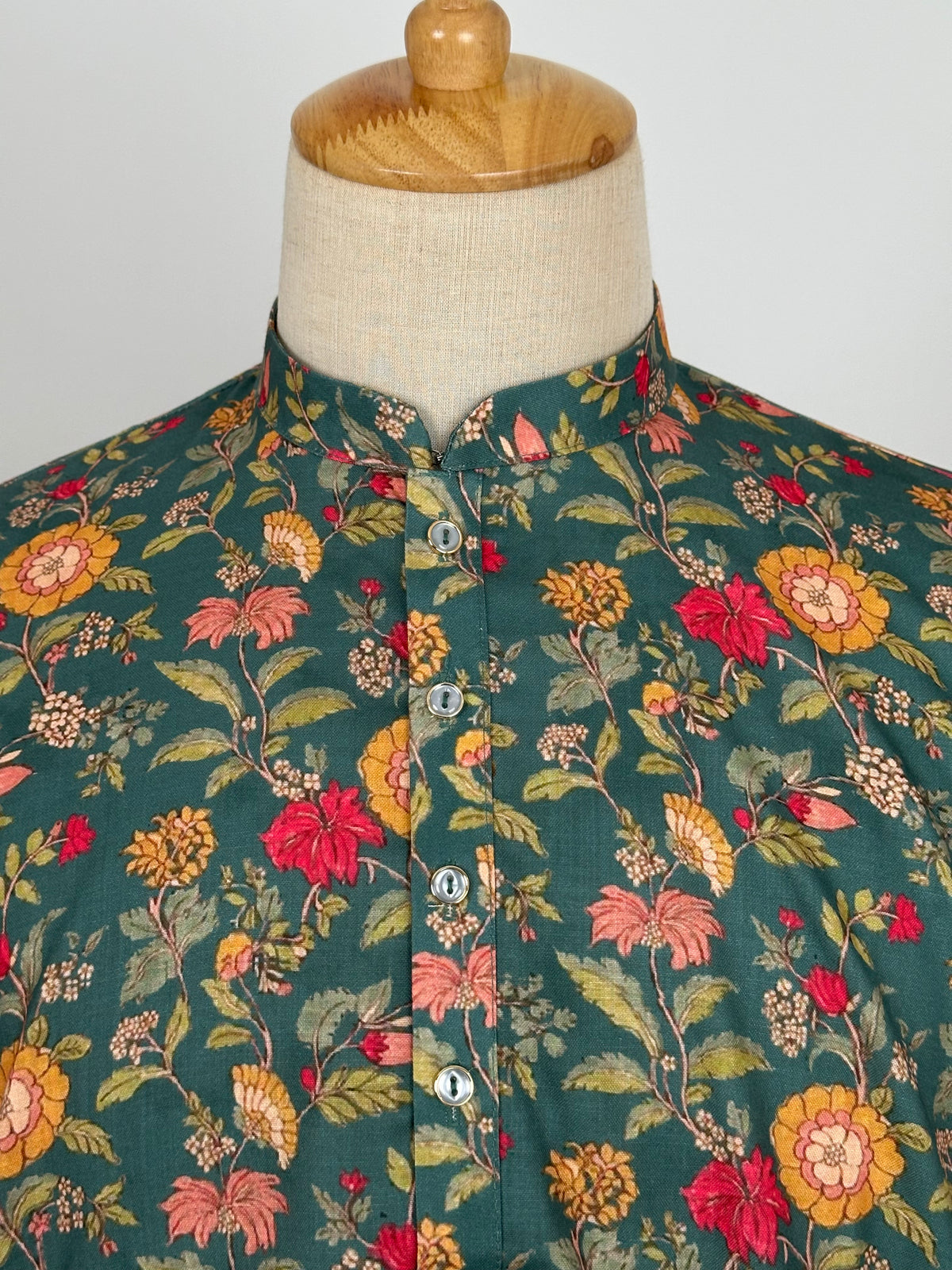 SM0826-01-07 Dark Green Floral Soft Cotton Kurta