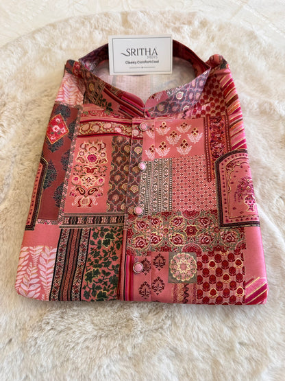 SM1125-02-13 Pink Shade Light Silk Blend Kurta Set