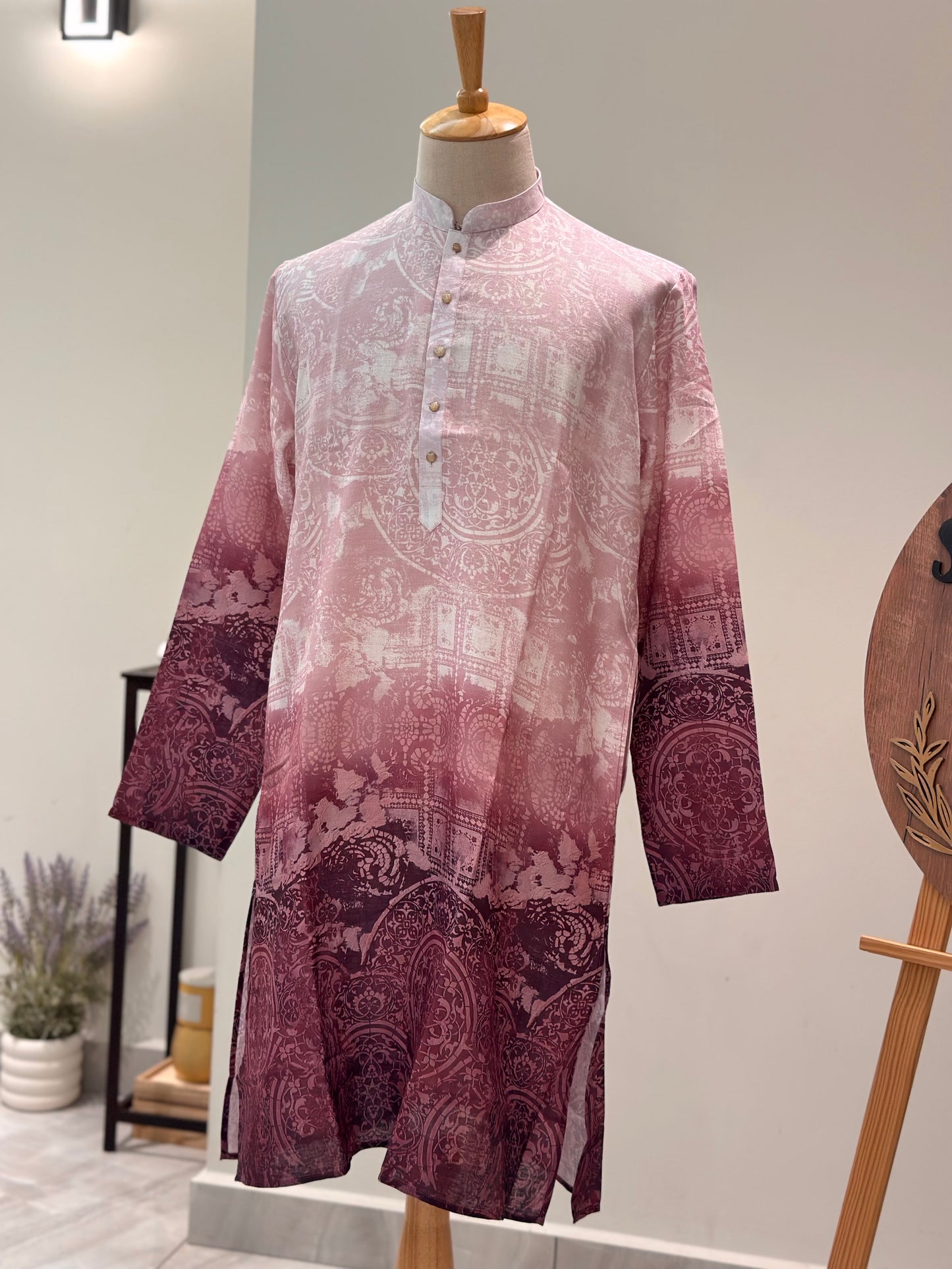 SM0825-01-06 Dual Tone Purple Cotton Kurta