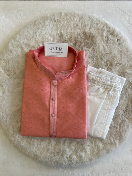 SM0825-02-05 Pink Jacquard With Full Cotton Lining Kurta Set