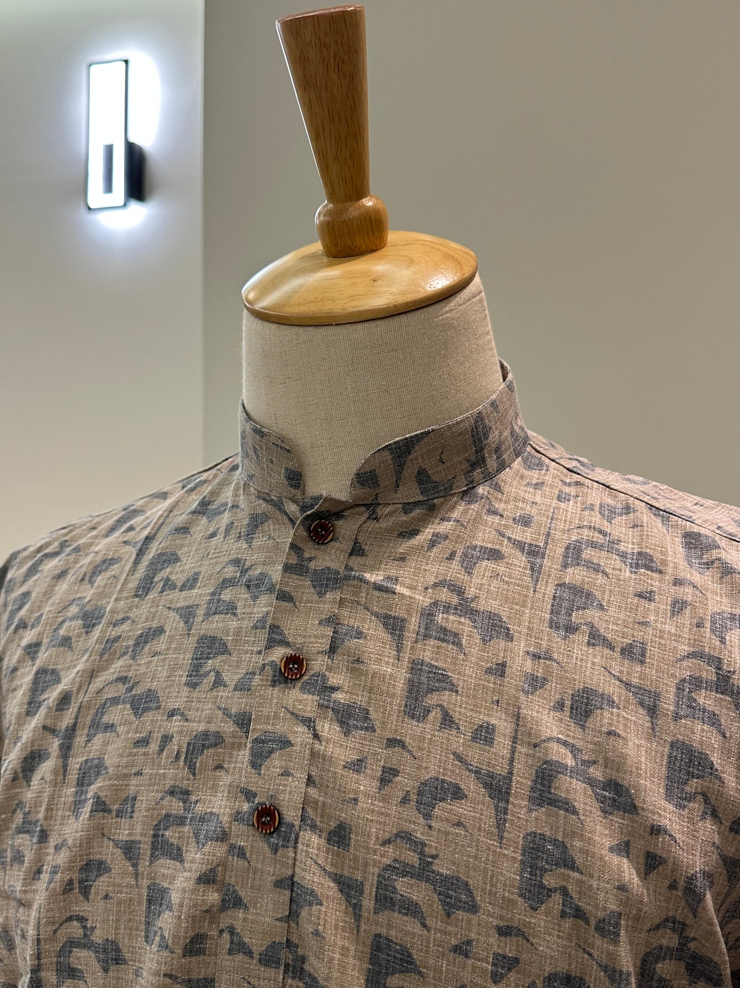 SM0925-18-14 Grey Blue Solid Cotton Short Kurta