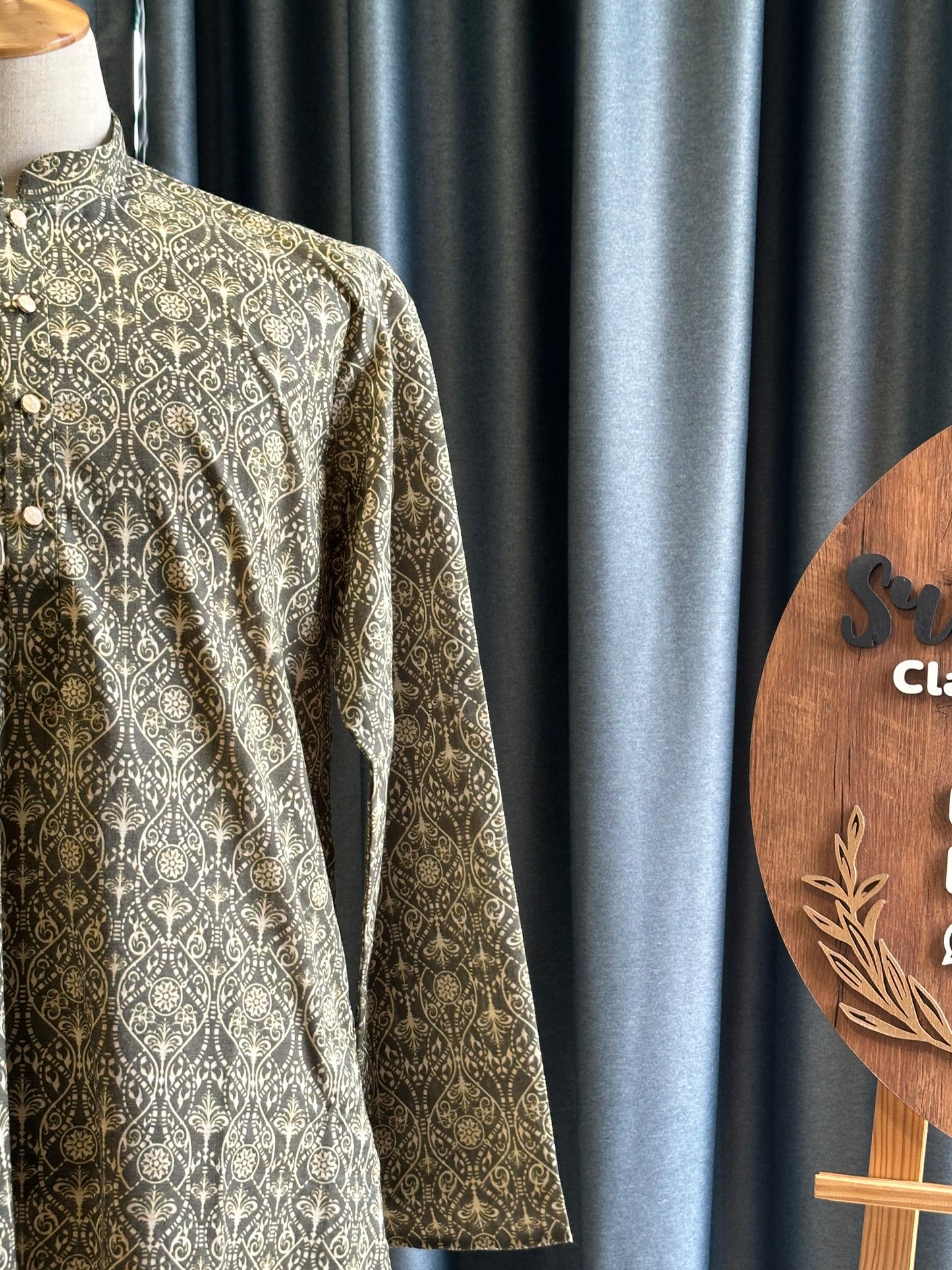 SM0424-02-10 Army Green & Mustard Kurta Set