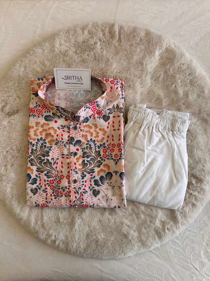 SM1125-02-16 Light Pink Soft Viscose Blend Kurta Set