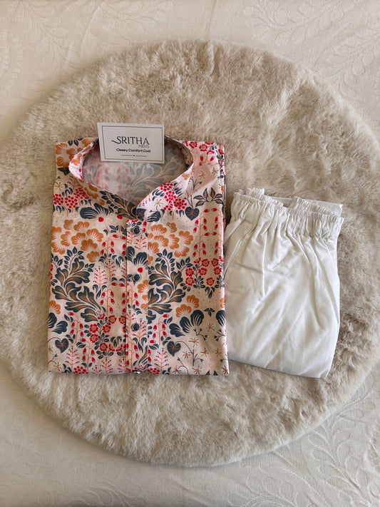 SM1125-02-16 Light Pink Soft Viscose Blend Kurta Set