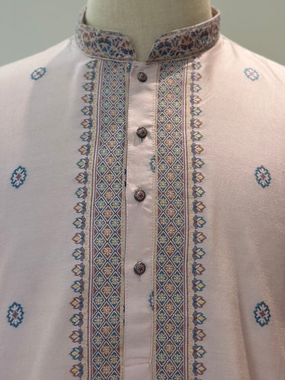 SM1125-06-03 Lavender Soft Silk & Woven Design Kurta Set