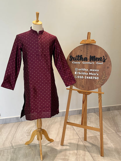 SM0925-02-02 Violet Gold Silk Blend Kurta Set