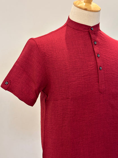SM0326-01-09 Red Soft Short Kurta