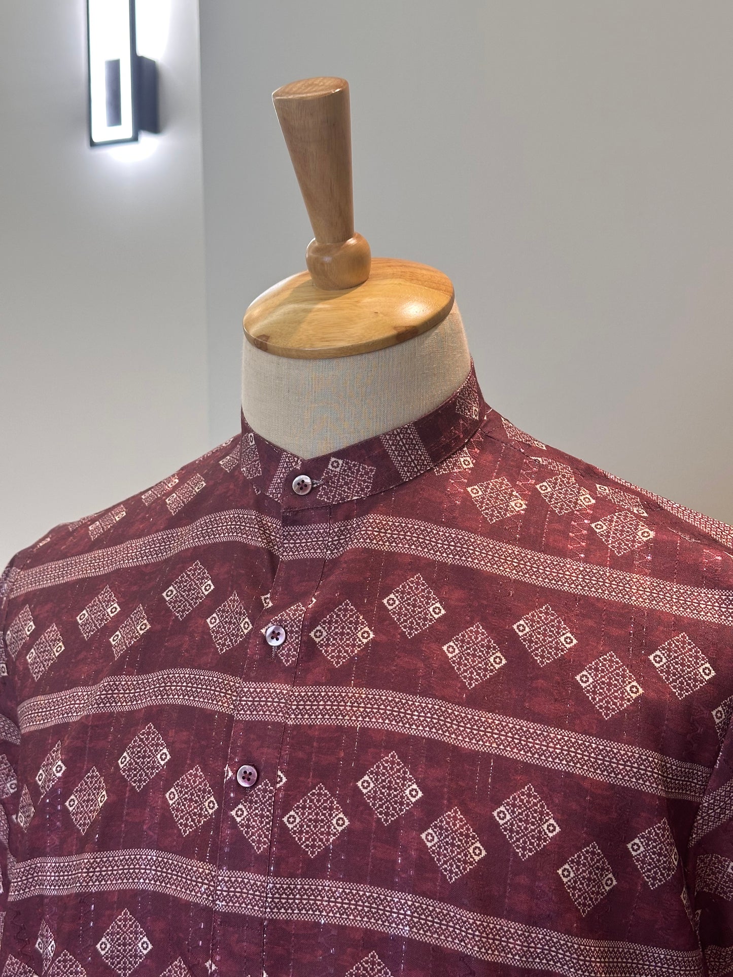 SM0326-18-01 Red Soft Silk Blend Kurta