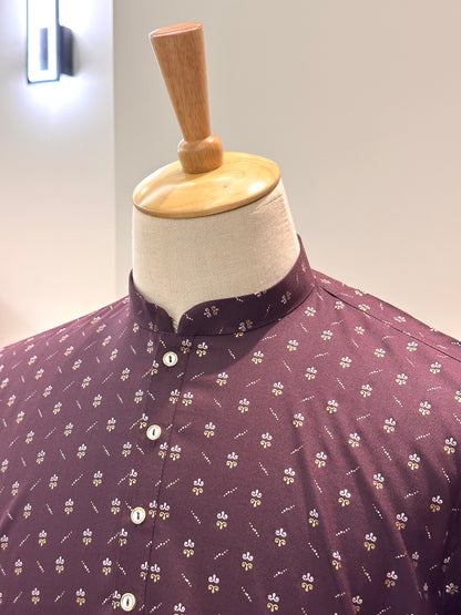 SM0126-01-02 Wine Purple Printed Cotton Kurta