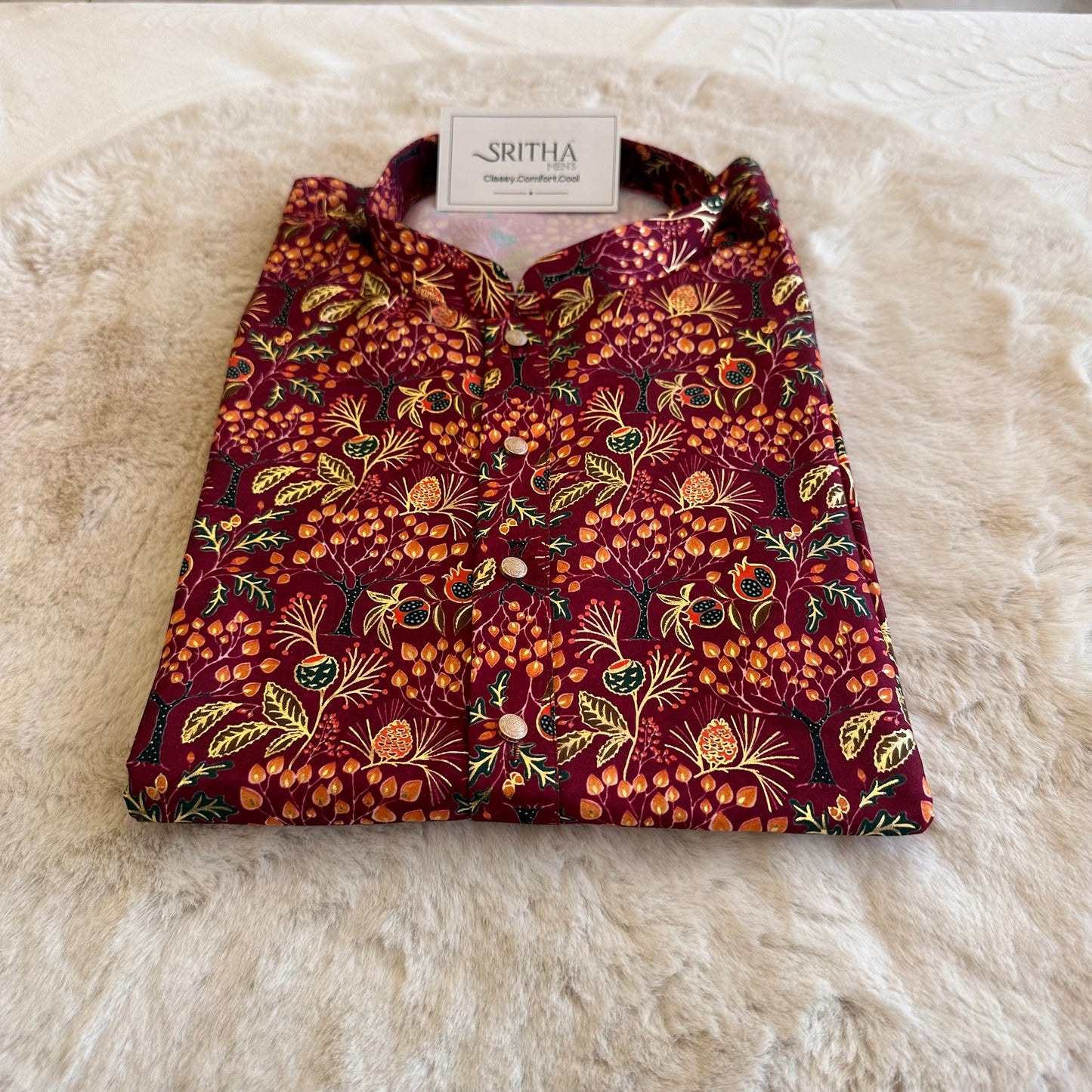 SM1125-02-14 Dark Red Light Silk Blend Kurta Set