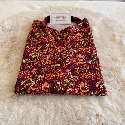 SM1125-02-14 Dark Red Light Silk Blend Kurta Set