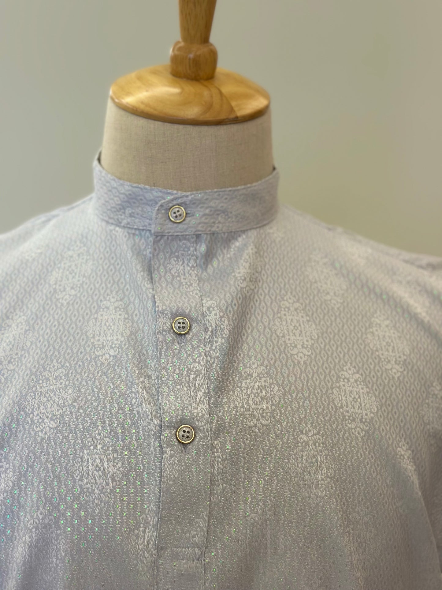 SM0925-18-02 Light Grey Soft Silk Blend Short Kurta