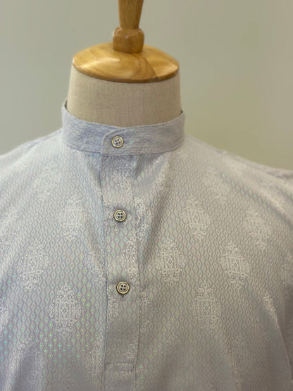 SM0925-18-02 Light Grey Soft Silk Blend Short Kurta