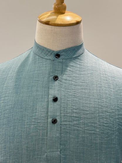 SM0326-01-05 Steel Green Soft Short Kurta