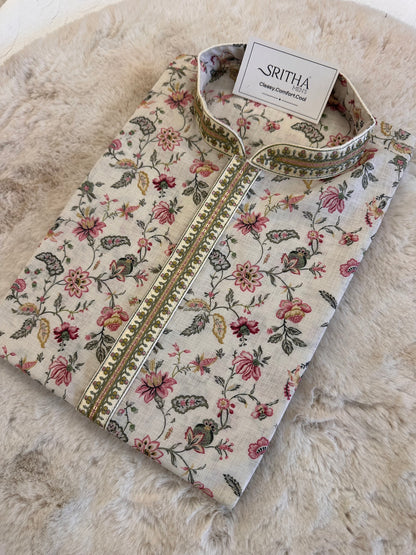 SM0326-06-01 Off White Soft Cotton Blend Kurta Set