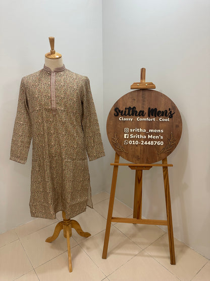 SM0726-06-06 Olive Green Soft Cotton Blend Kurta Set