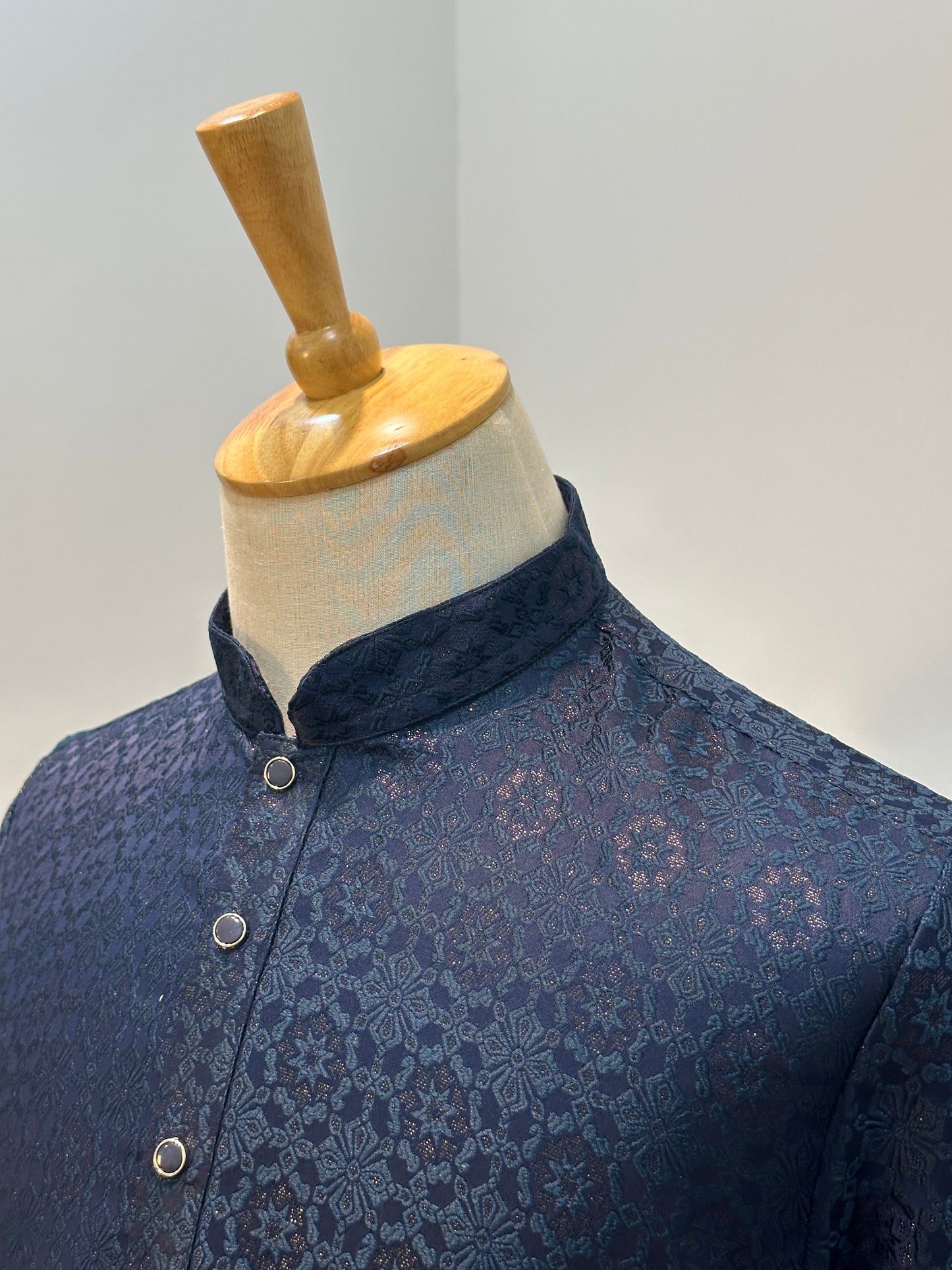 SM0626-02-08 Navy Base with Rama Shade Kurta Set