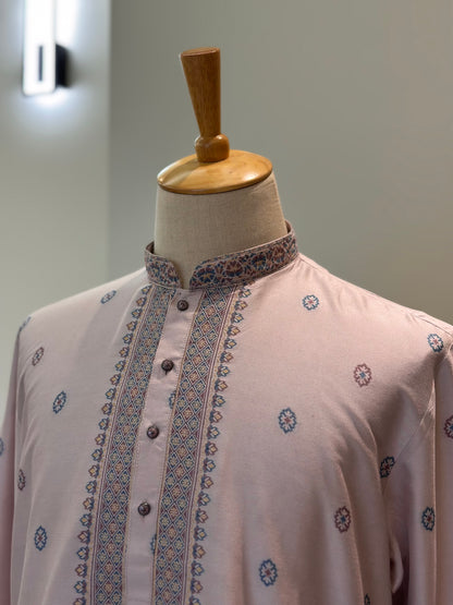 SM1125-06-03 Lavender Soft Silk & Woven Design Kurta Set