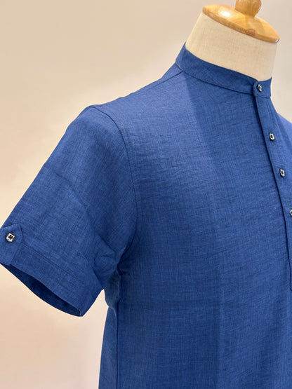 SM0326-01-04 Dark Blue Soft Short Kurta