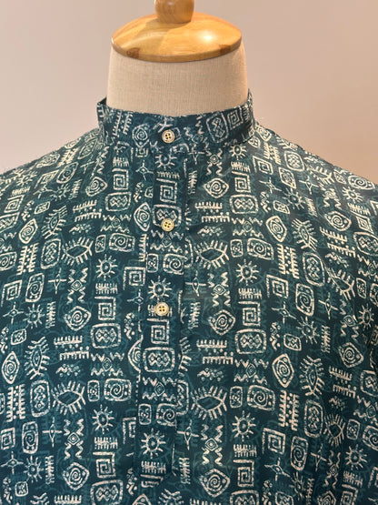 SM0326-18-02 Green Soft Viscose Blend Kurta