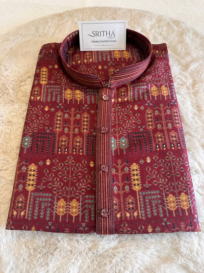 SM1225-01-14 Maroon Soft Cotton Silk Kurta