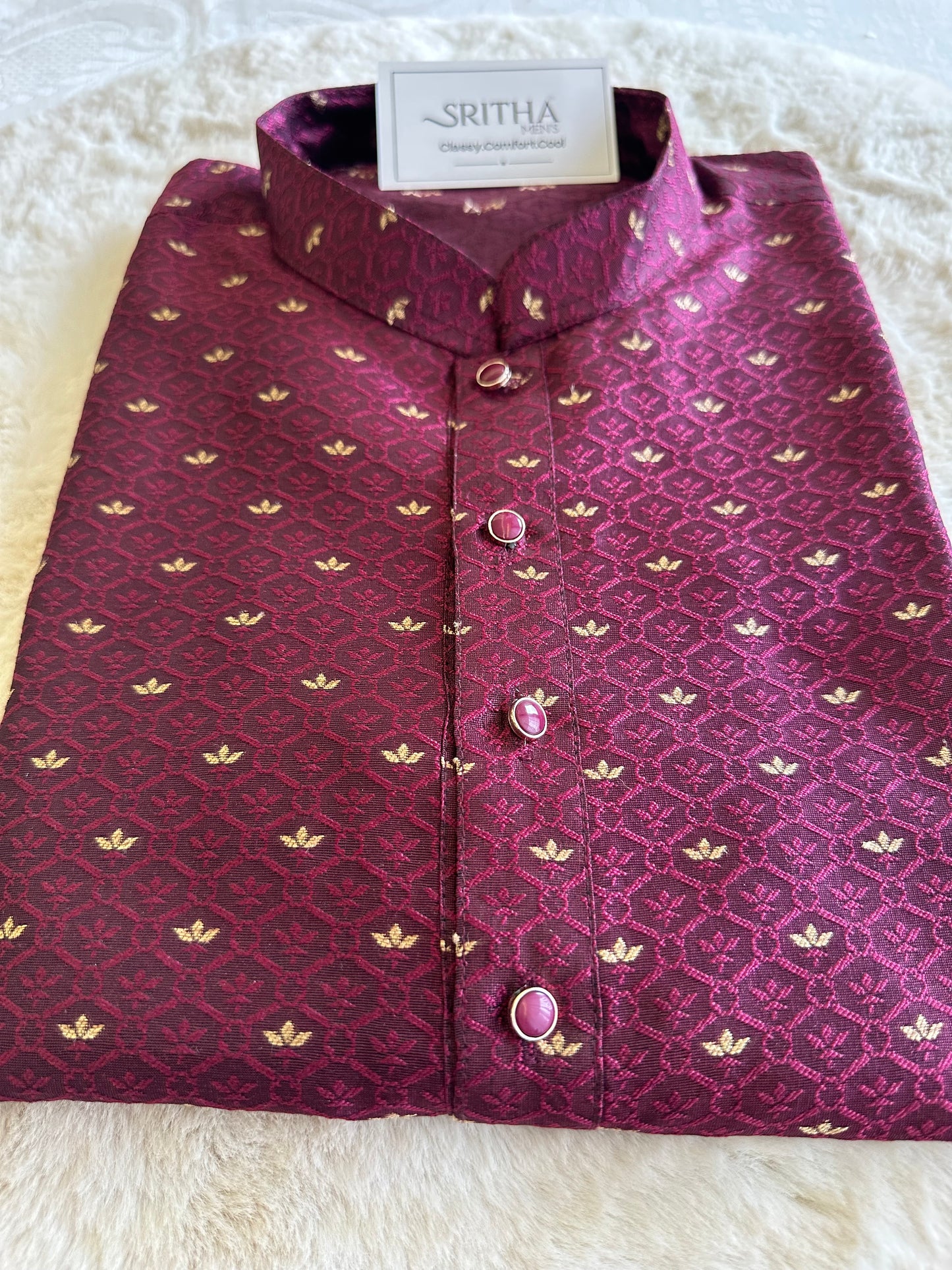 SM0925-02-02 Violet Gold Silk Blend Kurta Set