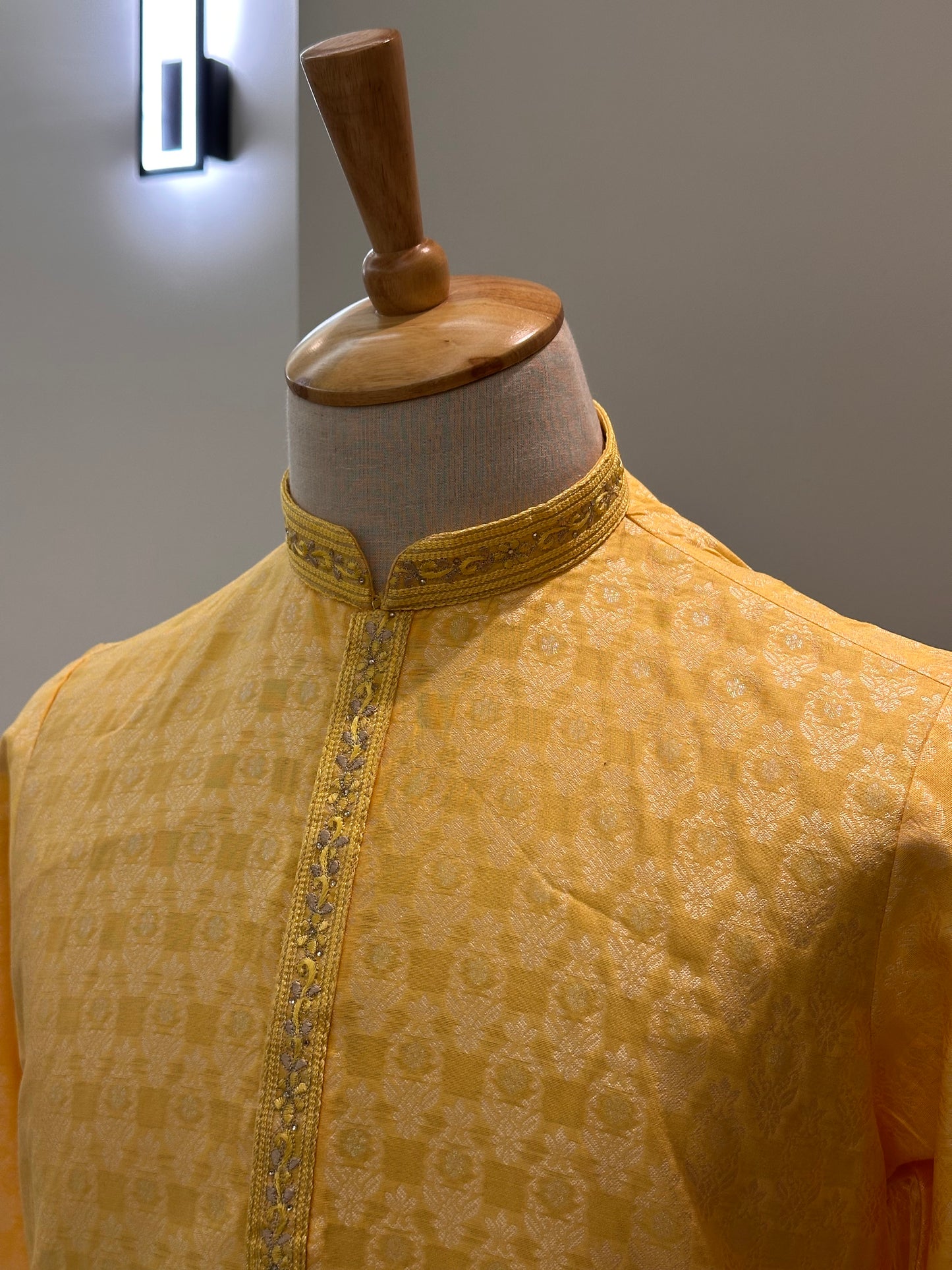 SM0126-02-02 Yellow Jacquard with Cotton Lining Set