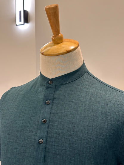 SM0326-01-06 Dark Green Soft Short Kurta