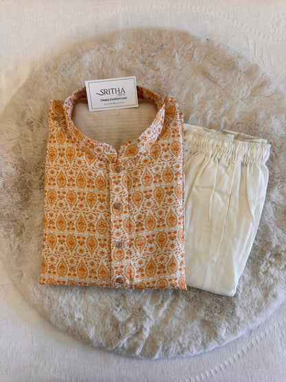 SM0326-02-03 Sunshine Orange Silk Blend with Lining Kurta Set