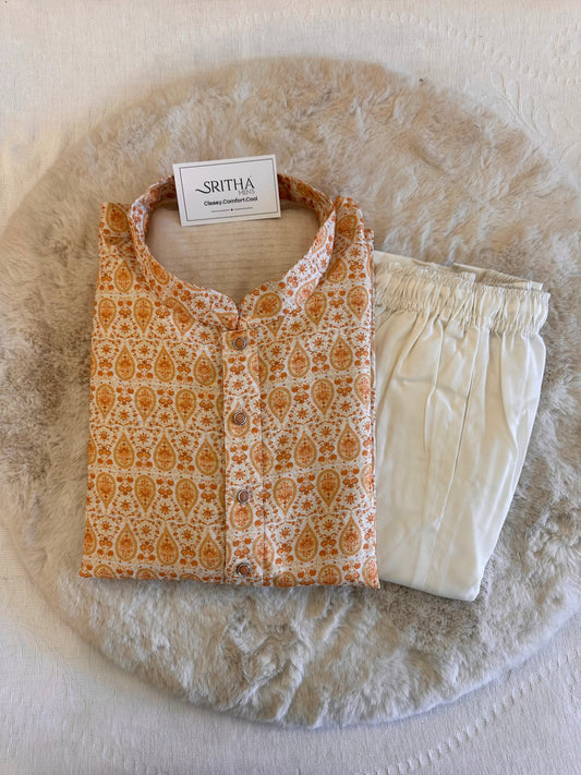 SM0326-02-03 Sunshine Orange Silk Blend with Lining Kurta Set