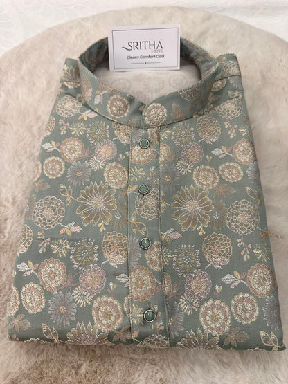SM0925/26-02-11 Green Heavy Design Brocade Kurta Set