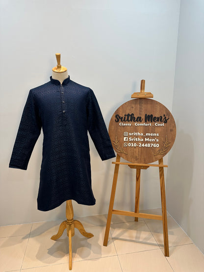 SM0626-02-08 Navy Base with Rama Shade Kurta Set