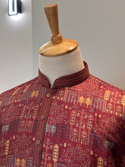 SM1225-01-14 Maroon Soft Cotton Silk Kurta