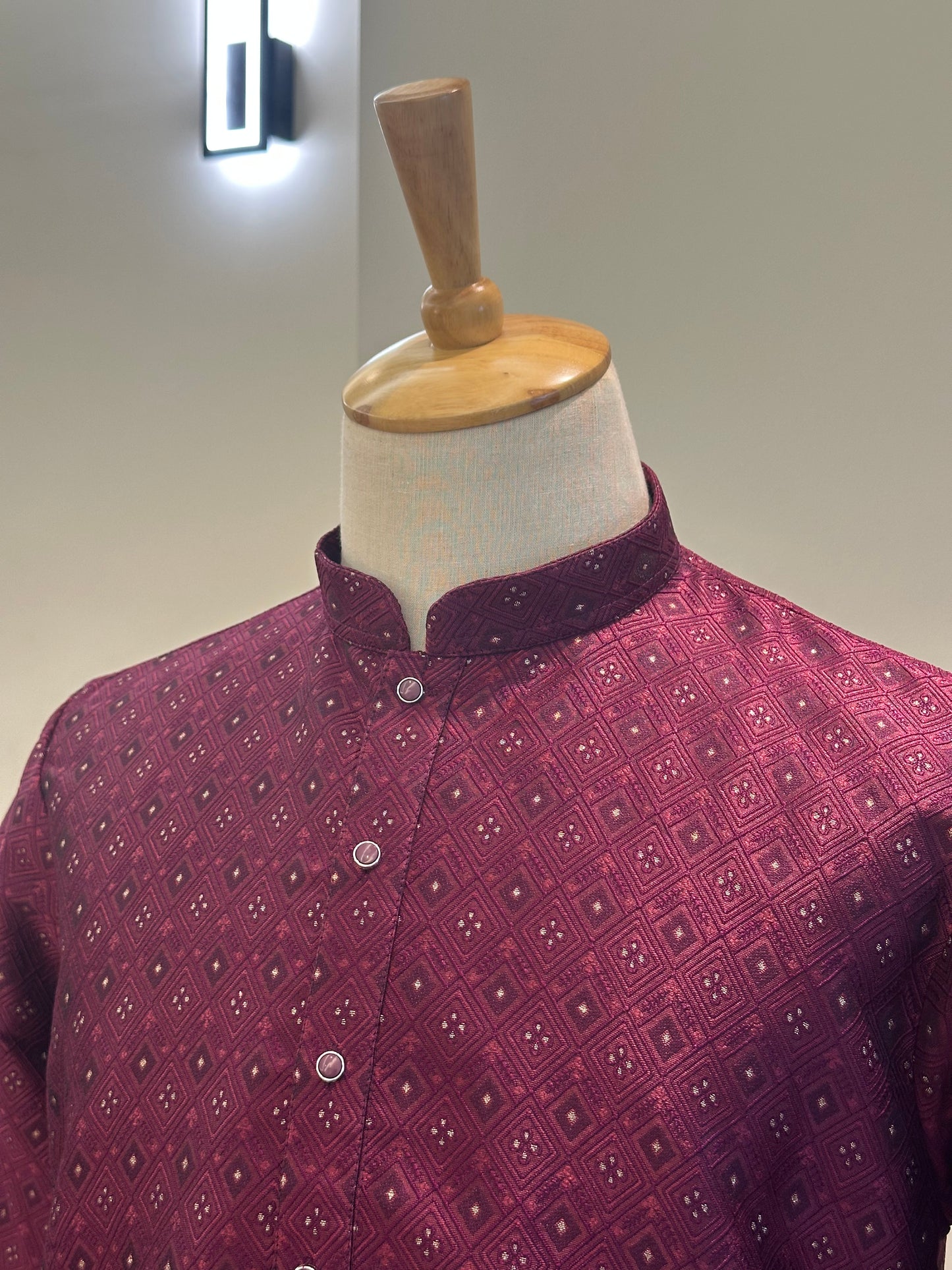 SM0526-02-03 Wine & Gold Kurta Set