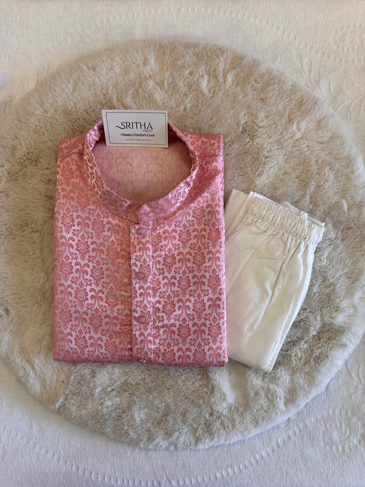 SM0126-02-01 Dual Shade Pink Jacquard Kurta Set