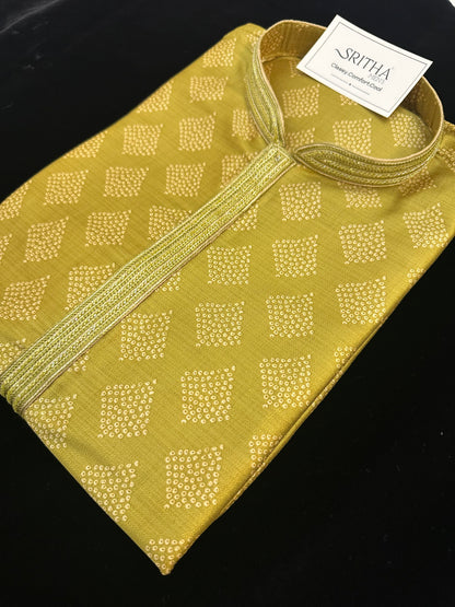 SM0726-06-01 Golden Green Soft Silk Blend Kurta Set