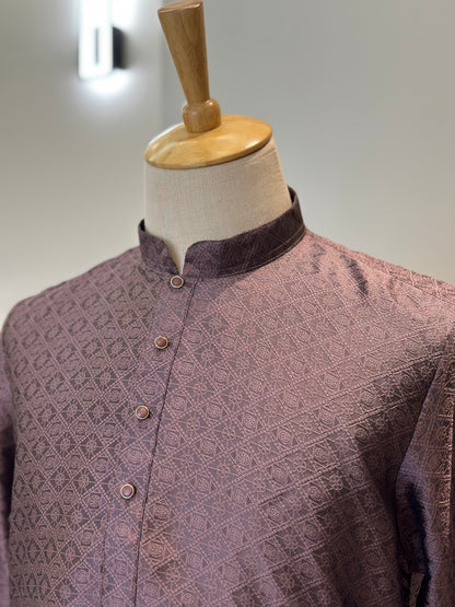 SM0525-02-03 Deep Maroon with Brown Undertone Silk Blend Kurta Set
