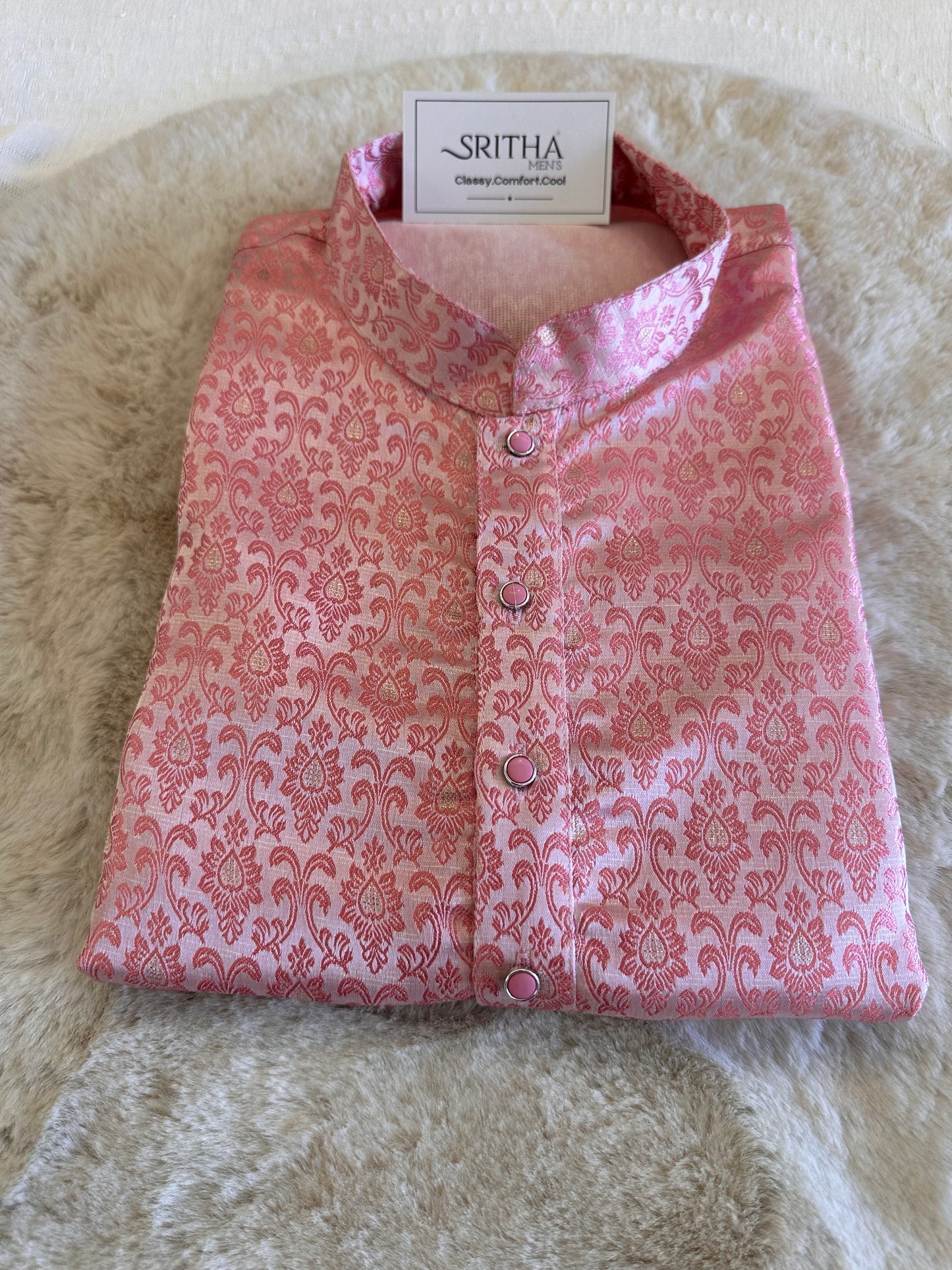 SM0126-02-01 Dual Shade Pink Jacquard Kurta Set