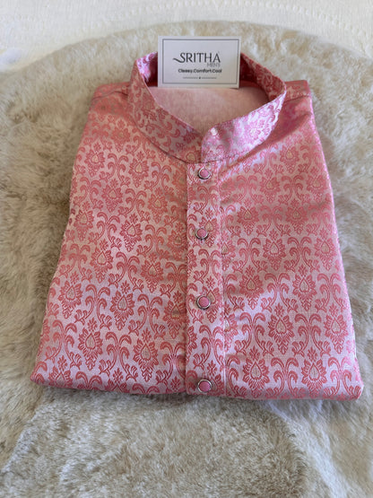 SM0126-02-01 Dual Shade Pink Jacquard Kurta Set