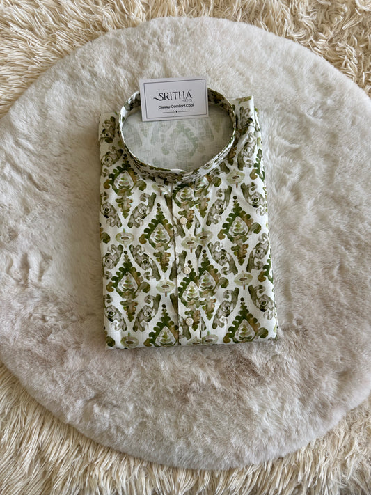 SM0724-01-06
Leaf Green & White Viscose Cotton Kurta