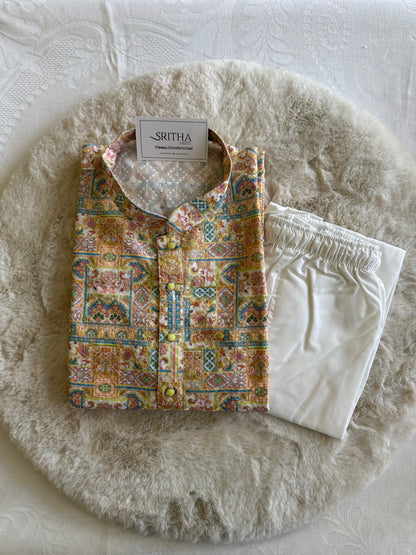 SM0925-02-09 Fade Yellow Soft Cotton Kurta Set