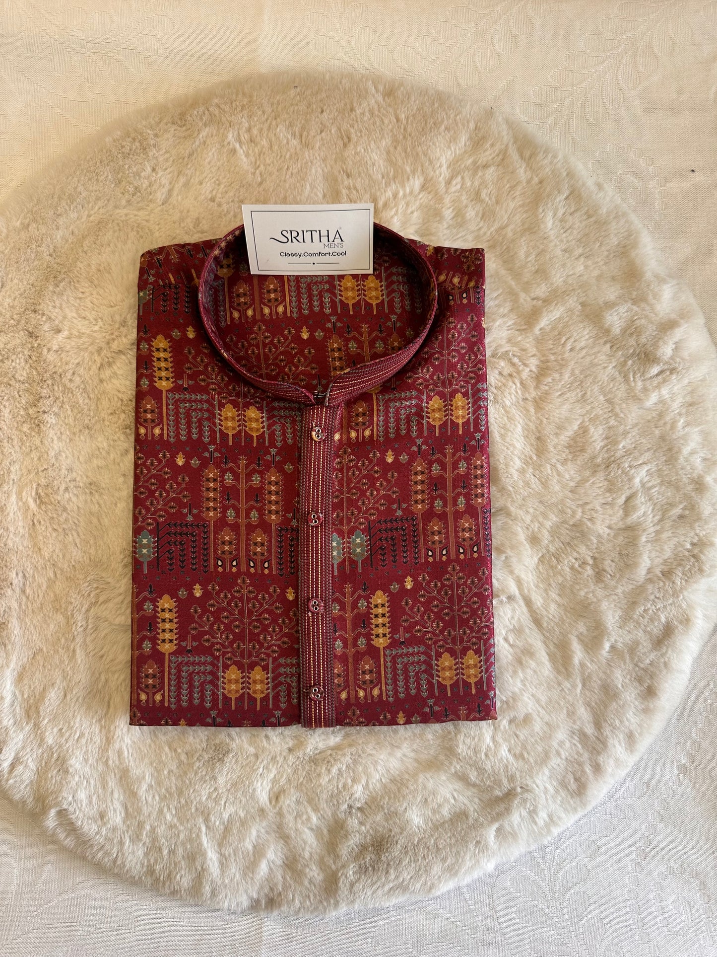 SM1225-01-14 Maroon Soft Cotton Silk Kurta