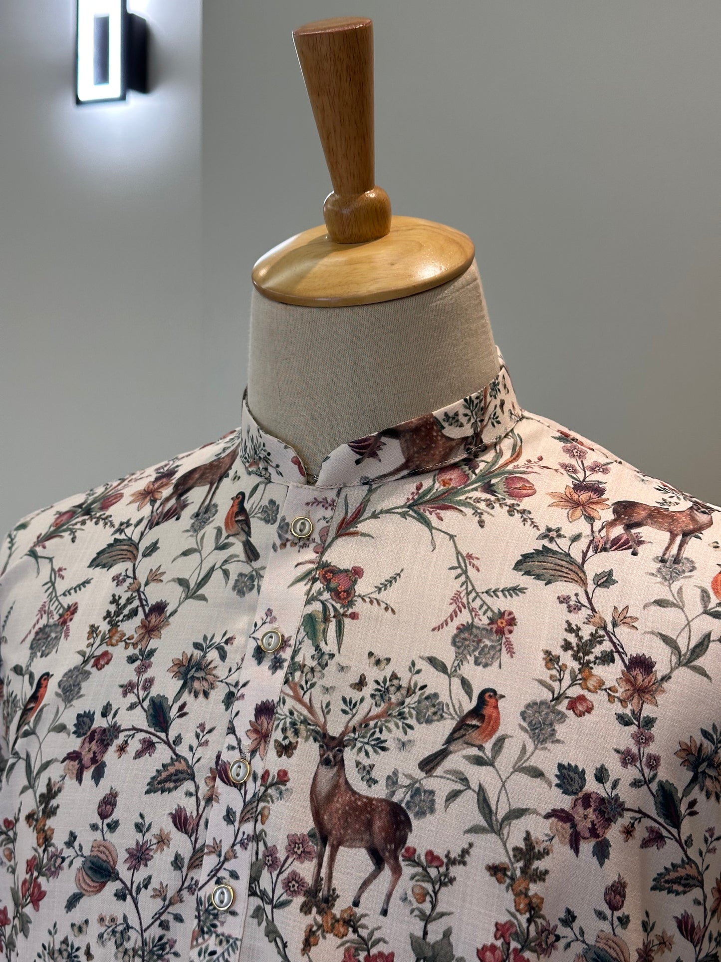 SM1225-01-06 Cream Deer Printed Cotton Kurta