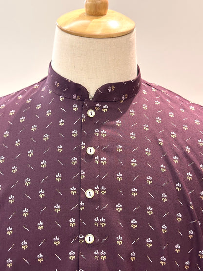 SM0126-01-02 Wine Purple Printed Cotton Kurta