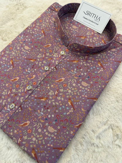 SM1225-01-07 Light Purple Printed Cotton Kurta