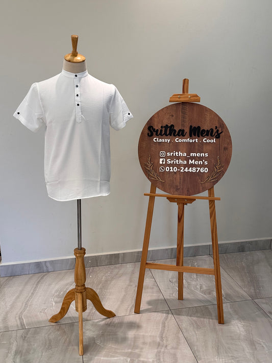 SM0326-01-03 White Soft Short Kurta